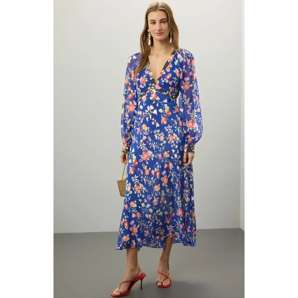Rixo Ayla Dress in Blue Floral Size XS